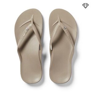 Archie’s Crystal Taupe Arch Support Flip Flops size 8
